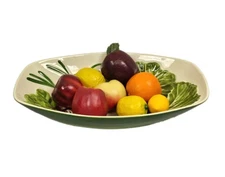 Vintage Los Angeles Potteries Serv. Fruit Centerpiece Bowl w/Fruits Ceramic Etc