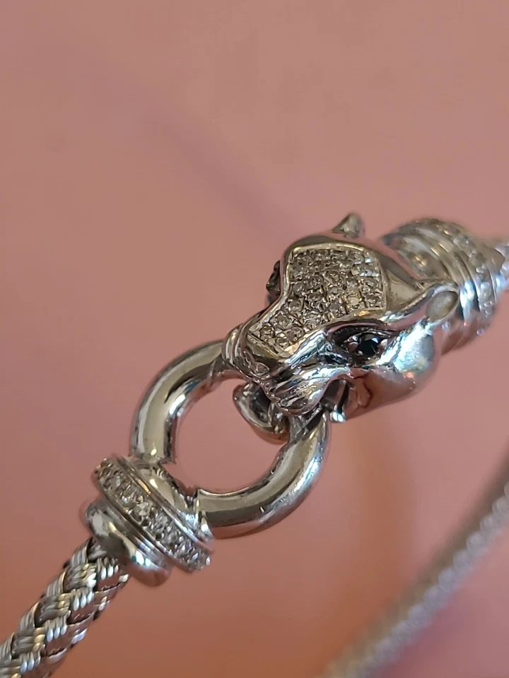 Brazalete con cabeza de pantera de plata de ley 925 EFFY Foto 3 de 4