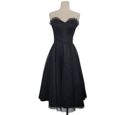 VTG Gunne Sax Jessica McClintock Strapless Evening Dress 9 Black Sparkly Tulle