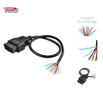 16 Pin J1962 OBD-II Male Connector to Open Plug Wire, OBD Diagnostic Extensio...