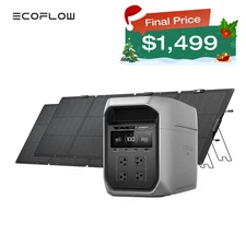 EcoFlow DELTA 3 Max Plus 2048Wh Portable Power Station with 2x220W Solar Panels