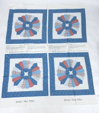 Vintage Granny's Trunk Fabric Pillow Panel Blue Multicolor By Cranston Print