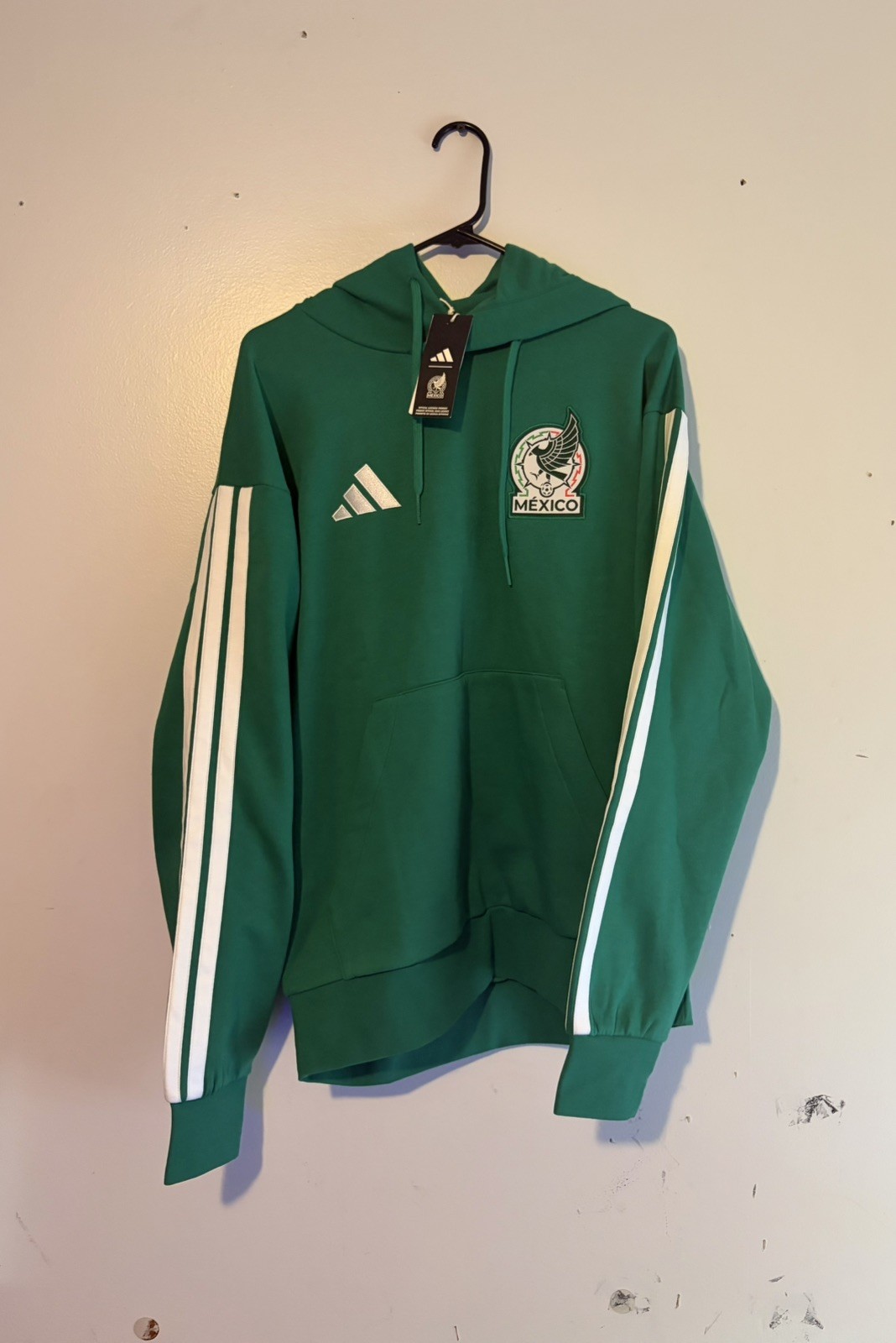 adidas World Cup Mexico Soccer Pullover Hoodie Green/White Men's Size L