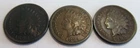 Lot of 3 1883 1884 1893 Indian Cent Civil War Fine F Natural Toning Free Ship