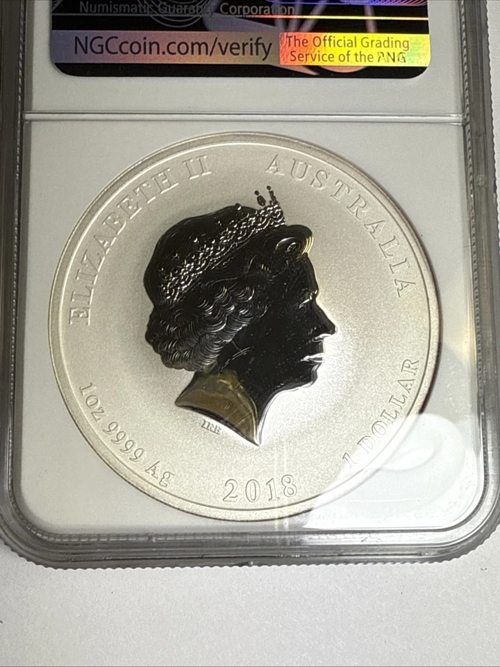 2018 P Australia $1 Colorized Year of the Dog 1oz Coin NGC MS 70 7k Metals - Image 4 of 4