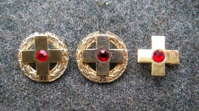 DRK 3 Blutspende-Ehrennadeln in Gold, mit Zahl 40 , 25 , ohne Zahl - 100% orig.