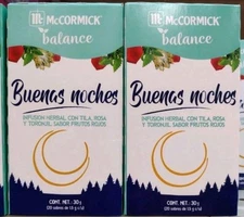 2X MCCORMICK GOOD NIGHT TEA / TEA BUENAS NOCHES - 2 BOXES OF 20 TEA BAGS EACH 