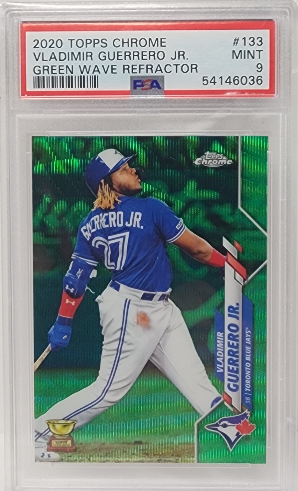 2020 Topps Chrome Vladimir Guerrero Jr Rookie Cup Green Refractor /99 #133 PSA 9