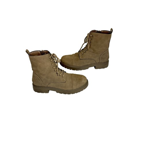 Womens Lace Up Combat Boots Side Zip 10 Mid-Calf Chunky Utility Outdoors Grunge