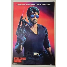 Vintage 1986 Stallone Cobra Movie Poster Warner Bros No 57 NOS 32" x 21" P30