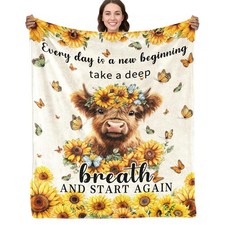 Highland Cow Blanket for Women, Highland Cow Decor Animal Gifts for Women Gir...