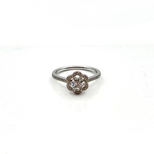 14k White Gold 0.5ct Round Diamond Modern Flower Halo Pave Ring SZ 6.5 I-61278 