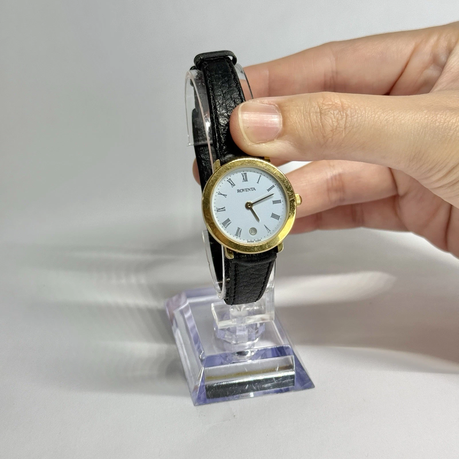 ROVENTA Swiss Made Analog Quartz Gold Tone Women Vintage Watch W670 *WORKING