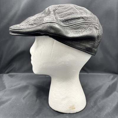 Vintage Harley Davidson Black Leather Beret Cabbie Newsboy  display picture 1