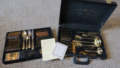 SBS-Bestecke Solingen 23/24K Gold Plated 71pc Complete Flatware Set - Service 12
