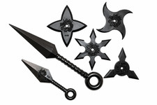 Juego Ninja Japonés Shuriken y Kunai 6 piezas PVC Suave Negro Lanzadores Estrellas Juegos con disfraces