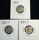 Roosevelt Dime lot  1950  P-D-S   90% Silver (Lot of 3)  (NR)