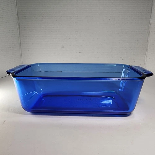 Vintage Pyrex #213-R Cobalt Blue Glass Loaf Pan 1.5 QT 8.5" X 4.5" X 2.5"