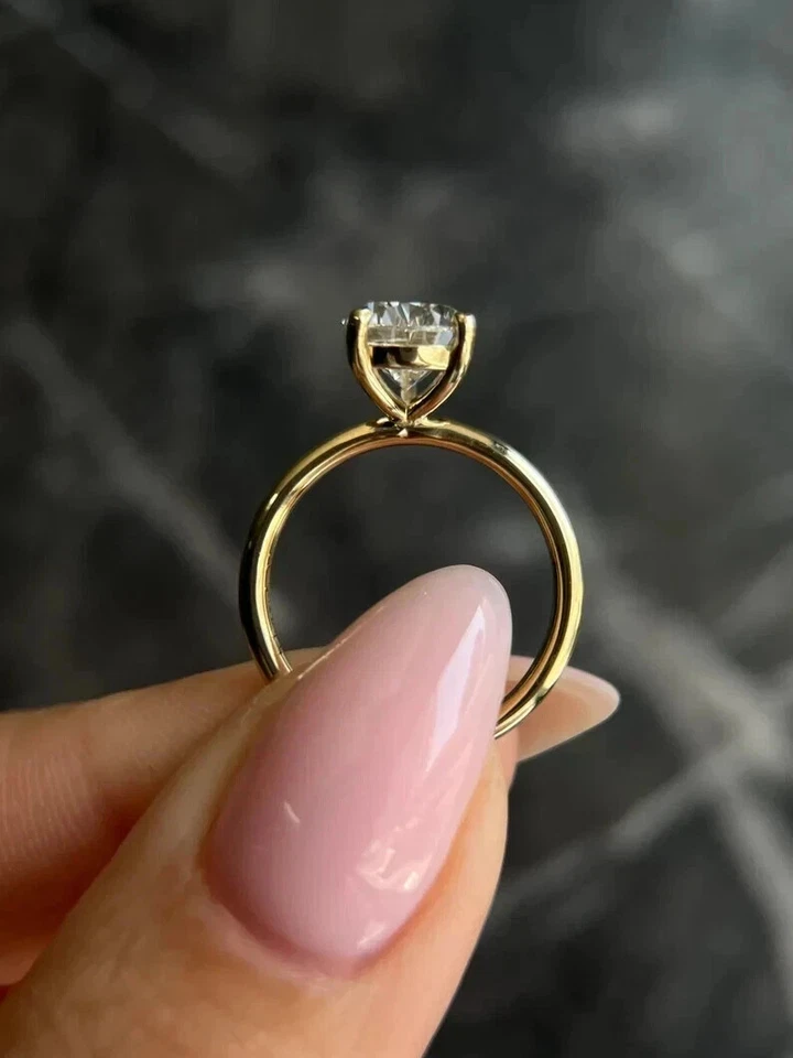 2Ct Pear Cut Lab-Created Diamond  Solitaire Wedding Ring 14K Yellow Gold Plated - Image 3 of 4