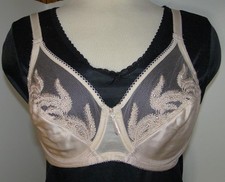 36B Wacoal 85121 FEATHER EMBROIRDERY Lace Underwire Full Coverage NUDE Bra 2