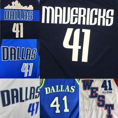 MARKENLOS Weiß Schwarz Nowitzki Basketballtrikot 41 Heißpressen Trikot S-2XL MAVS