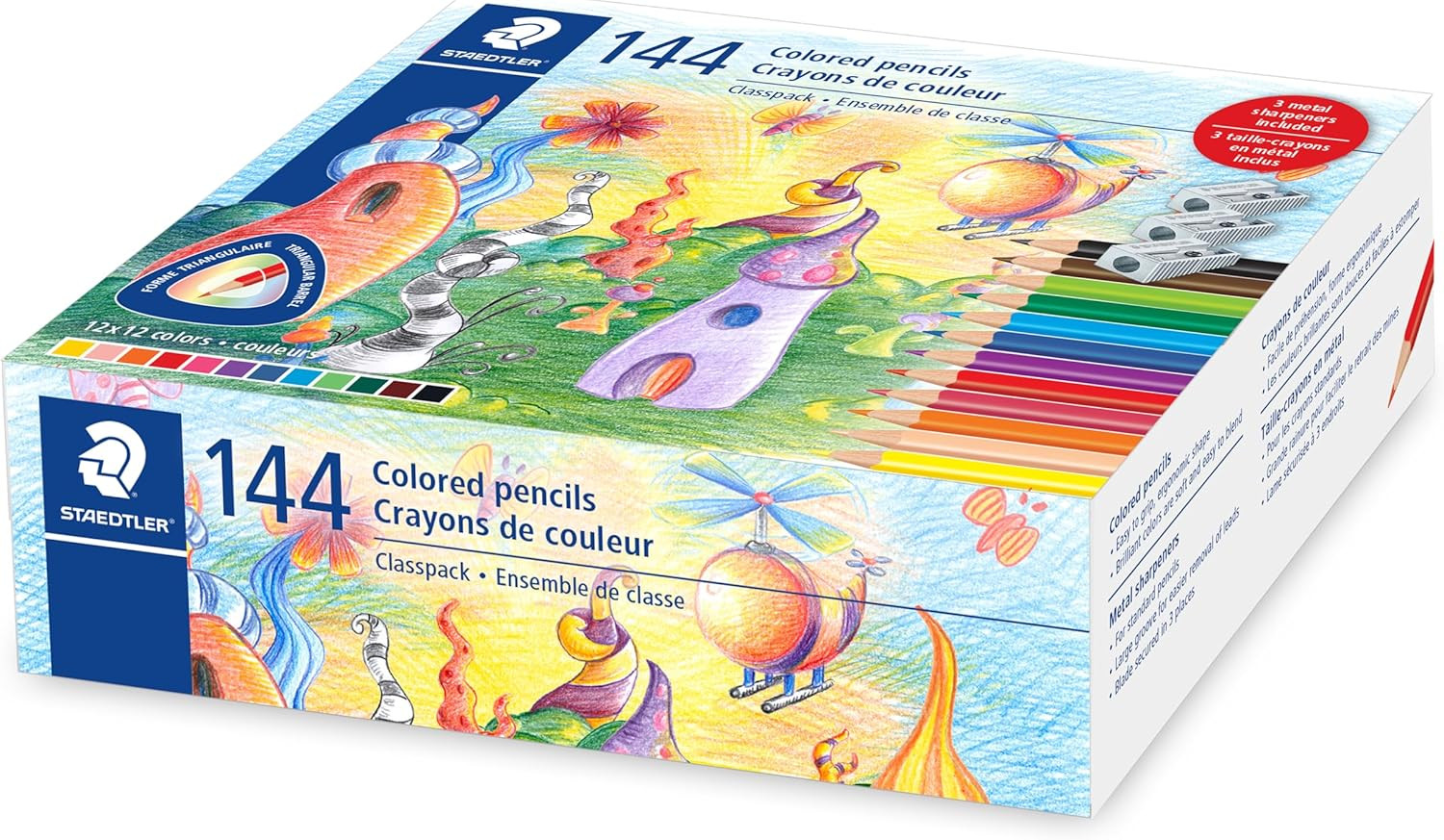 Colored Pencils, Triangular Barrel, Classpack 144 Pencils, 1