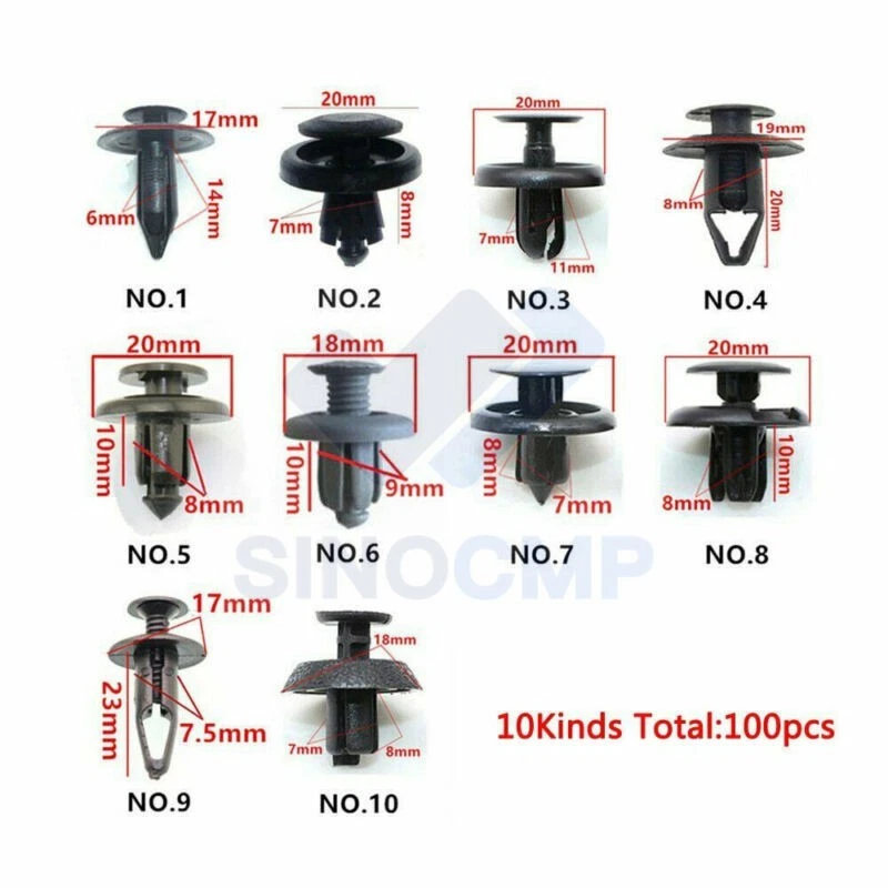 100x Trunk Screw Rivets Auto Car Bumper Fender Fits Auto Plastic Fastener Clips Foto 4 de 4