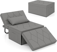 COSTWAY 4-in-1 Convertible Sofa Bed, Single Sofa Chair Sleeper Folding Ottoman w