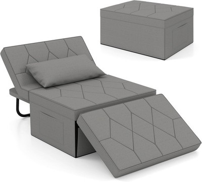 COSTWAY 4-in-1 wandelbares Schlafsofa, Einzelsofa Sessel Schlafsofa klappbare Ottomane w