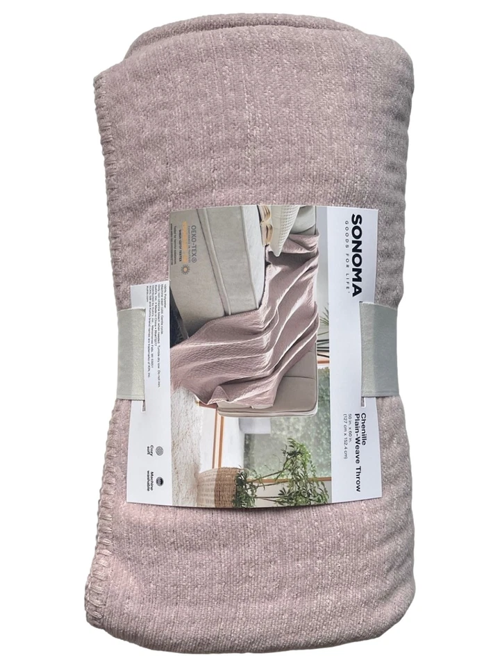 Sonoma Pink Blush Woven Chenille Throw Blanket Plush & Soft, 50" x 60" - Image 2 of 2