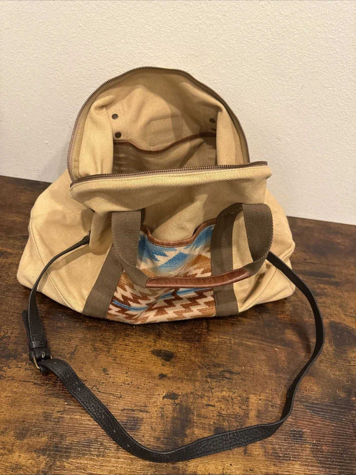 Vintage Pendleton Southwestern Canvas Pagosa Weekender Duffle Bag 20x12 No Strap - Image 3 of 4