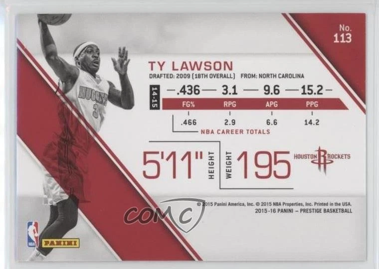 2015-16 Panini Prestige Ty Lawson #113 - Image 2 of 2