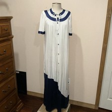 Vintage GILEAD Nightgown Robe White Blue Size Medium