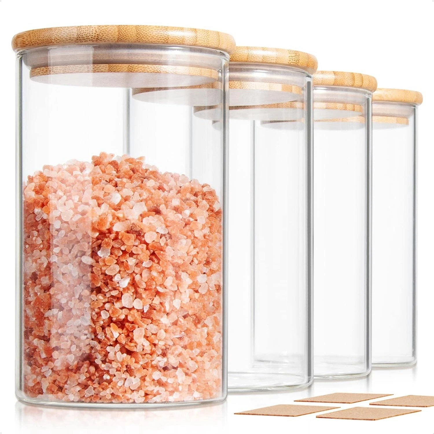 32 FL Oz Glass Jars with Bamboo Lid Set, 4Pack UPGRADE Thick 32 floz (4-Pack)