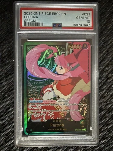 GOLD Perona One Piece 2025 EB02 Anime 25th Special English OP06-021 L PSA 10 GM
