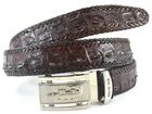 100% HORNBACK SKIN GENUINE CROCODILE LEATHER MEN'S BELT WEAVE DARK BROWN SIZE 41