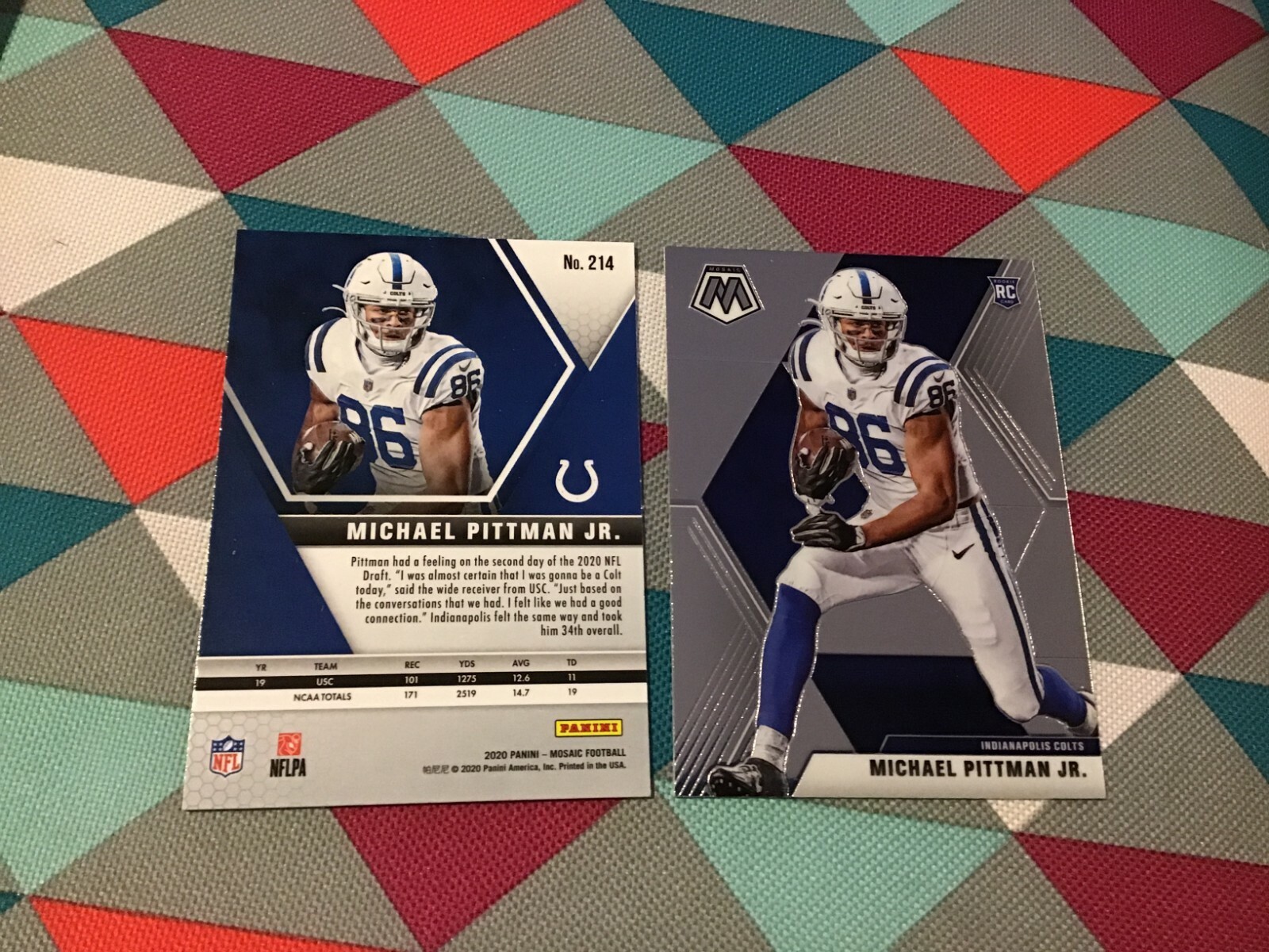 Michael Pittman Jr. #214 Colts rookie card - RC 2020 Panini 1st Year Mosaic