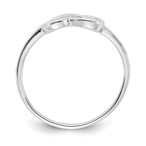 Sterling Silver Rhodiumed Diamond Infinity Ring 0.012 Ct. Sizes 6 to 8 White Ice - Picture 2 of 9