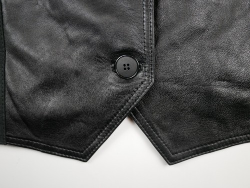VINTAGE 90s Leather Suede black grunge Mens Womens Jacket Waistcoat xxl large - Picture 6 of 12