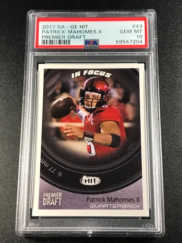 PATRICK MAHOMES 2017 SA-GE SAGE HIT #43 PREMIER DRAFT ROOKIE CARD RC PSA 10 GEM
