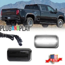 2PCS Smoke Lens White LED Rear Fender Marker Light For 15+ Chevy GMC 2500/3500HD