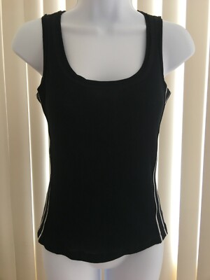 AUTHENTIC 08P CHANEL SPORT LINE BLACK/WHITE CC LOGO COTTON TANK