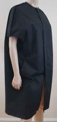 RICK OWENS Black Cotton Blend Leather Trim Formal Trench Jacket Coat IT44; UK12