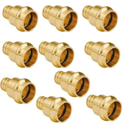 3/4 Inch Propress x 3/4'' PEX Brass Adapter Coupling 10 Pack Lead-Free