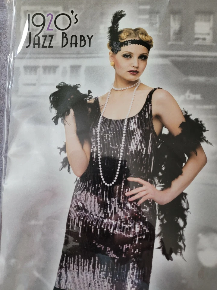 Disfraz de mujer años 20 jazz bebé lentejuelas Halloween aleta talla S/M Foto 2 de 4
