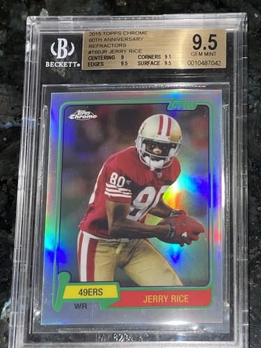 POP 1!💎2015 Jerry Rice Topps CHROME 60 ANNIVERSARY 1981 RETRO REFRACTOR BGS 9.5 - Picture 3 of 12