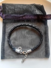 Lovelinks Bettelarmband & Tasche Silber 925 schwarz Leder längenverstellbar