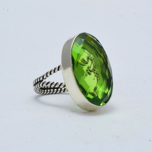 Peridot Topaz Gemstone 925 Sterling Silver Handmade Ring All Size - Picture 4 of 6