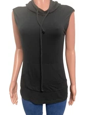 Drew Black Hoodie Tank Kangaroo Pockets XS Tunic Top Drawstring Casual Street