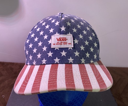 Vans OFF THE WALL American flag Patriotic Baseball Hat Adjustable Cap LeatherUSA